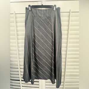 Piazza Sempione Charcoal A-Line Skirt with White Pinstripes